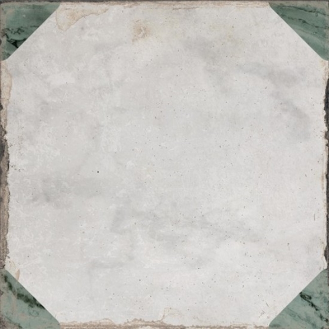 WHITE / GREEN CORNERS MARBLE ANTIQUE LOOK TILE
