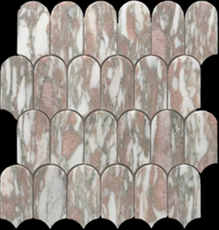 FIORI ROSA HONED MARBLE EXTENDED FISHSCALE MOSAIC