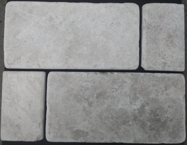 SILVER-TRAVERTINE HONED TUMBLED MARBLE TILE