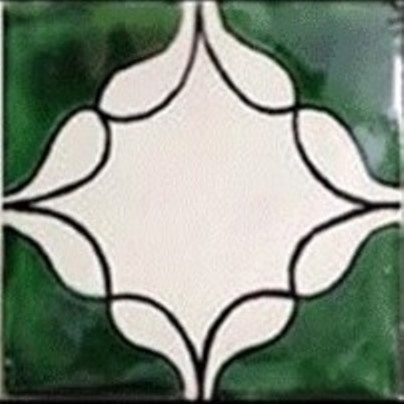 GREEN CEDRO ON CREAM GLOSS TALAVERA TILE