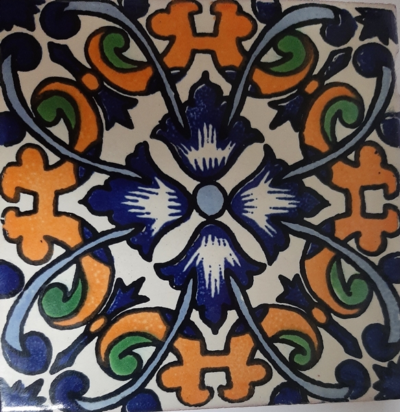 SONORA BLUE ON CREAM TALAVERA TILE