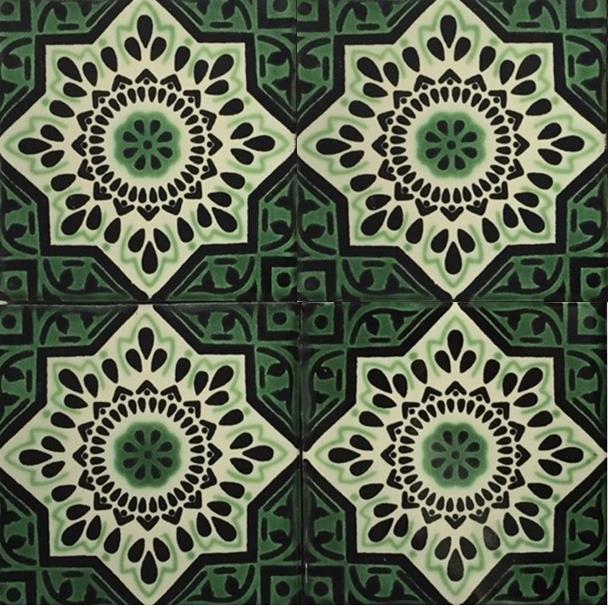 GREEN-CREAM GLOSS TALAVERA TILE