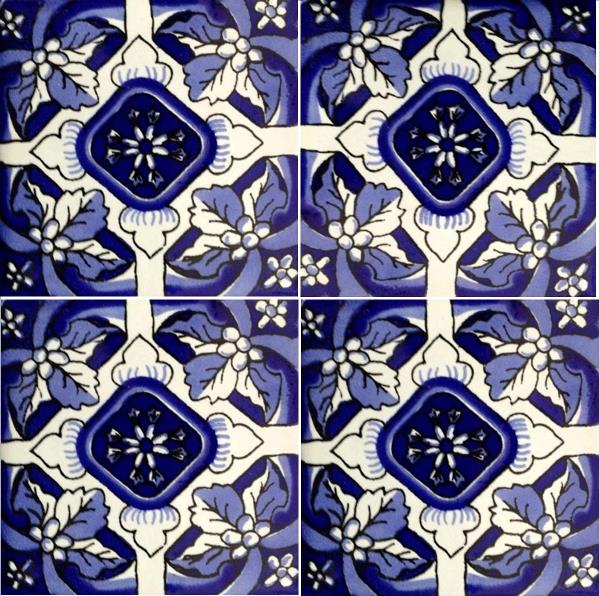 BLUE-CREAM GLOSS TALAVERA TILE