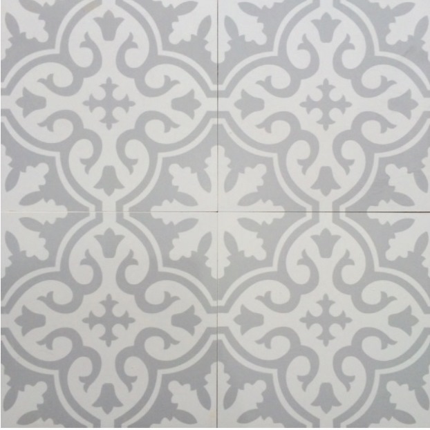 GREY/WHITE MATT TESSELAAR ENCAUSTIC LOOK PORCELAIN TILE