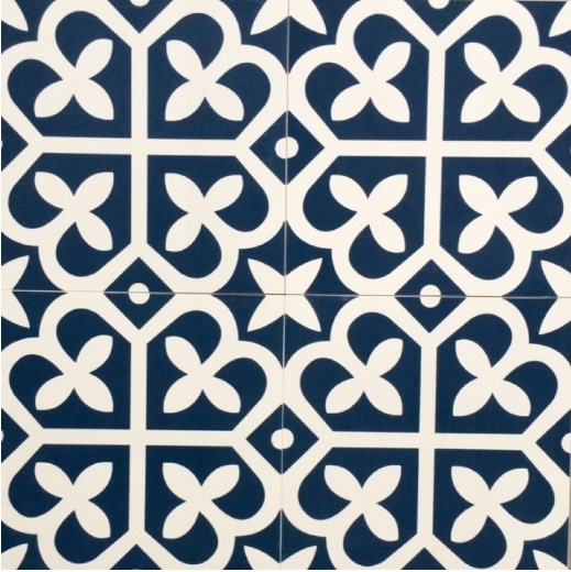 NAVY/WHITE MATT SERRES ENCAUSTIC LOOK TILE