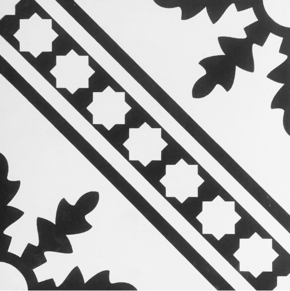 BLACK-WHITE CASBAH MATT ENCAUSTIC PORCELAIN TILE