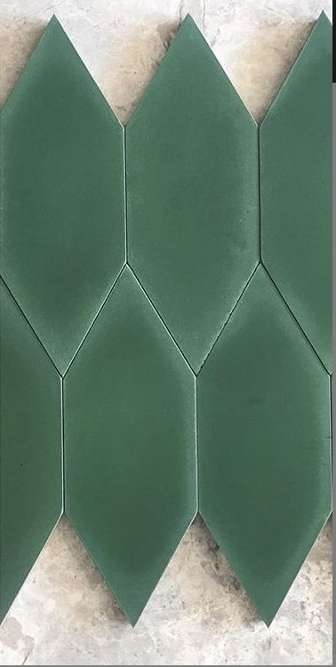 DARK-GREEN ELONGATED HEXAGONAL CEMENT ENCAUSTIC