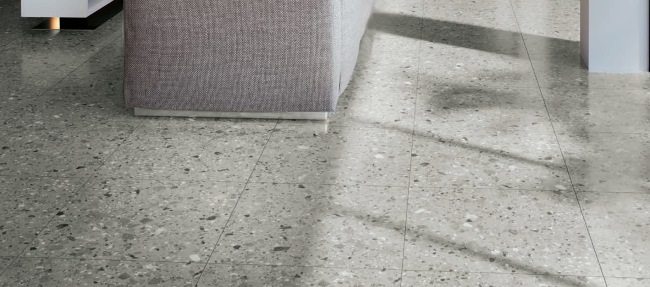 GRIGIO GREY MATT LARGE PORCELAIN CHIP TERRAZZO TILE