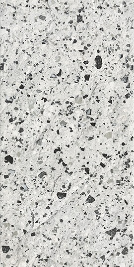 SILVER-GREY MATT LARGE PORCELAIN CHIP TERRAZZO TILE