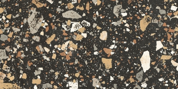 BROWN-BLACK MATT LARGE PORCELAIN CHIP TERRAZZO STYLE TILE