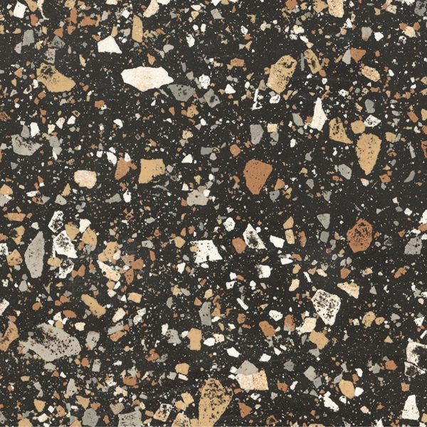 BROWN-BLACK MATT LARGE PORCELAIN CHIP TERRAZZO STYLE TILE