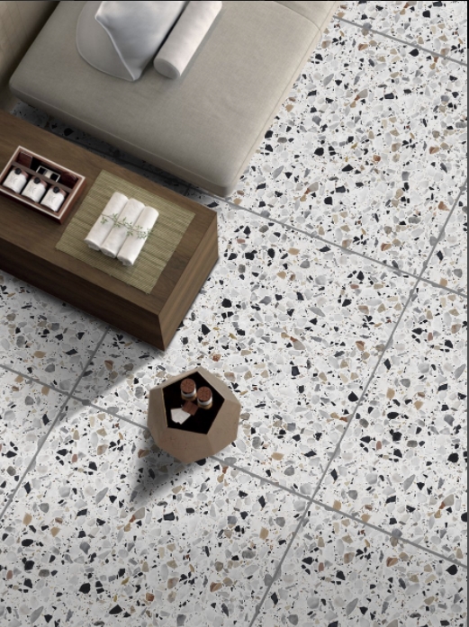 WHITE MATT TERRAZZO LOOK PORCELIAN TILE