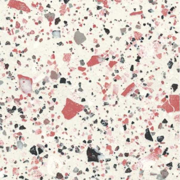 CORAL-PINK MATT LARGE PORCELAIN CHIP TERRAZZO STYLE TILE