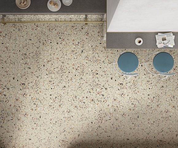 BEIGE MATT LARGE PORCELAIN CHIP TERRAZZO STYLE TILE