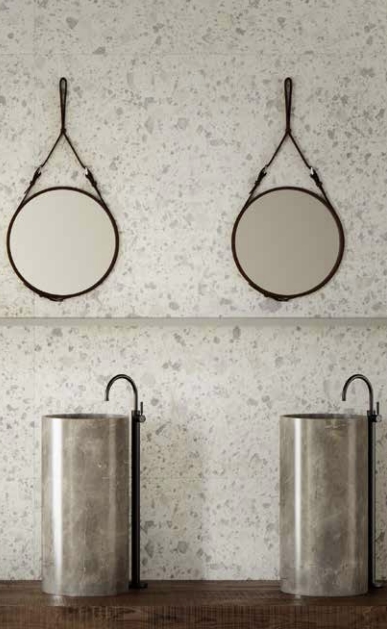 ZINC-GREY MATT LARGE PORCELAIN CHIP TERRAZZO TILE