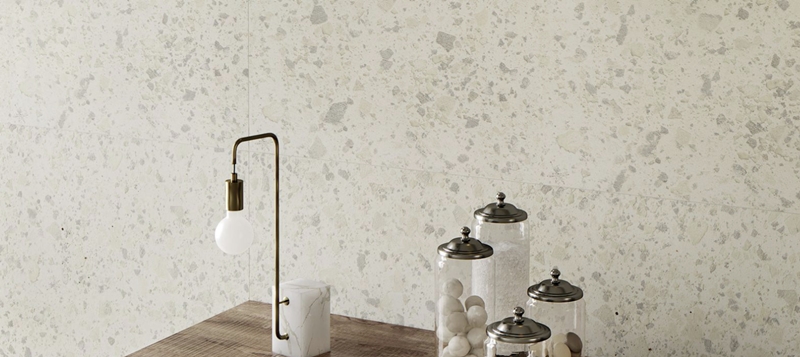 ZINC-GREY MATT LARGE PORCELAIN CHIP TERRAZZO TILE