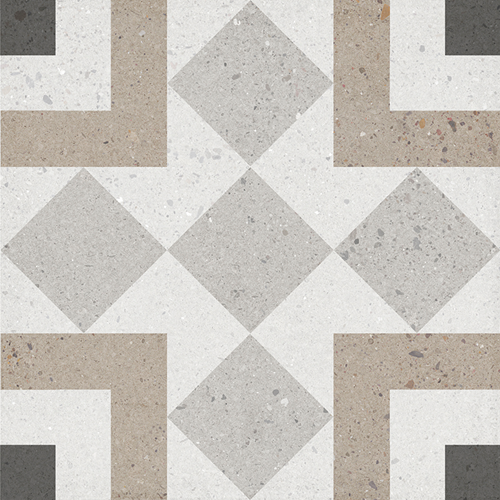 SQUARES MATT SHADED TERRAZZO AND ENCAUSTIC LOOK TILE