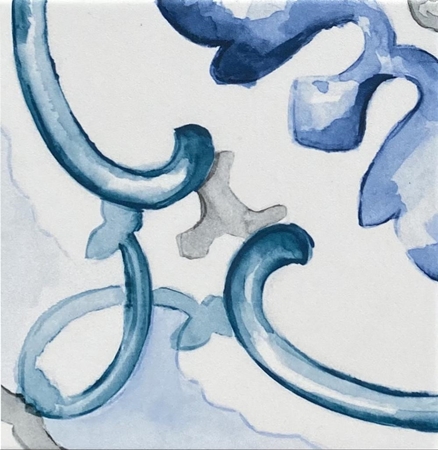 BLUE/TEAL MATT ENCAUSTIC LOOK TILE