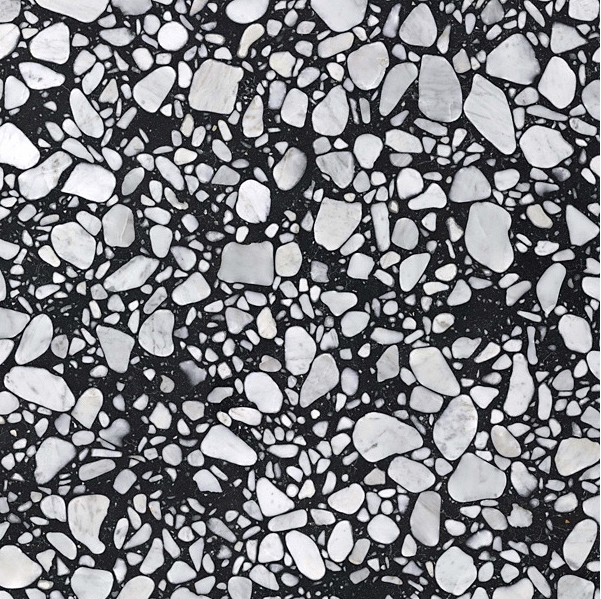 BLACK WITH CARRARA LOOK PEBBLES MATT TERRAZZO