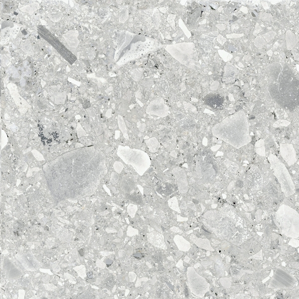 LIGHT GREY IN/OUT FINISH TERRAZZO STONE LOOK PORCELIAN TILE