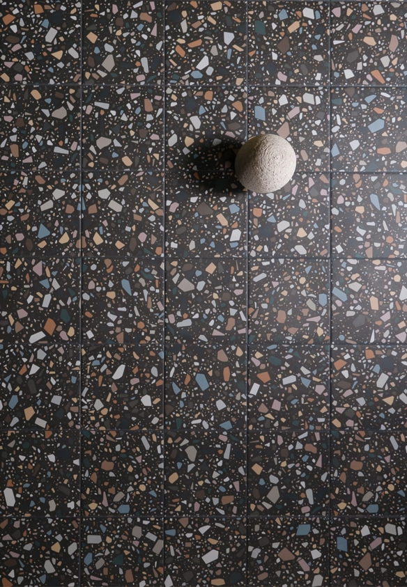 MULTI COLOUR FLAKES BLACK BASE TERRAZZO LOOK TILE