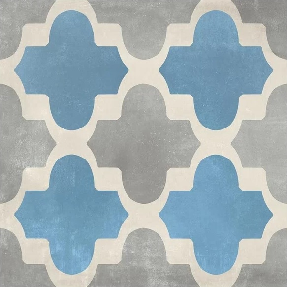 BLUE/GREY LANTERNS ENCAUSTIC LOOK TILE