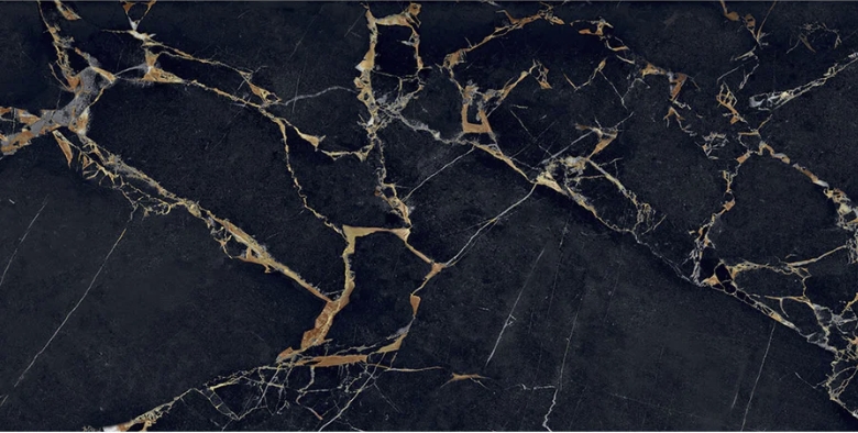 BLACK GOLD MARBLE LOOK GLOSS TILE