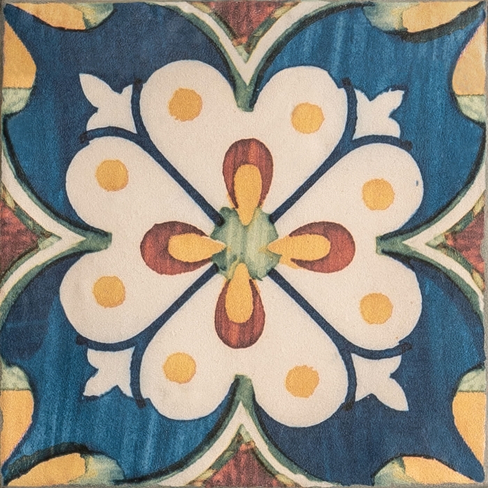 BLUE TERRACOTTA TALAVERA STYLE TILE