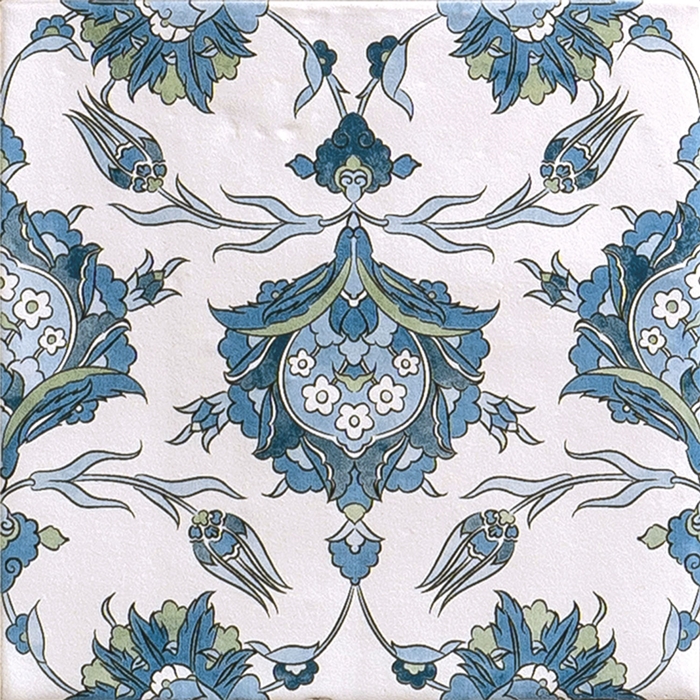 BLUE GREEN ON WHITE MATT TALAVERA STYLE TILE