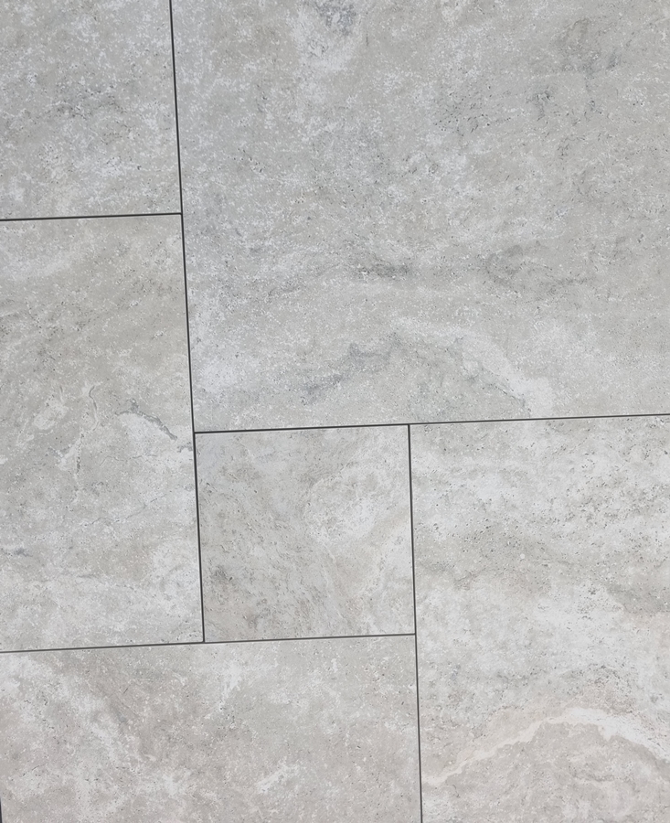 LIGHT GREY BIEGE IN/OUT TRAVERTINE LOOK FRENCH PATTERN