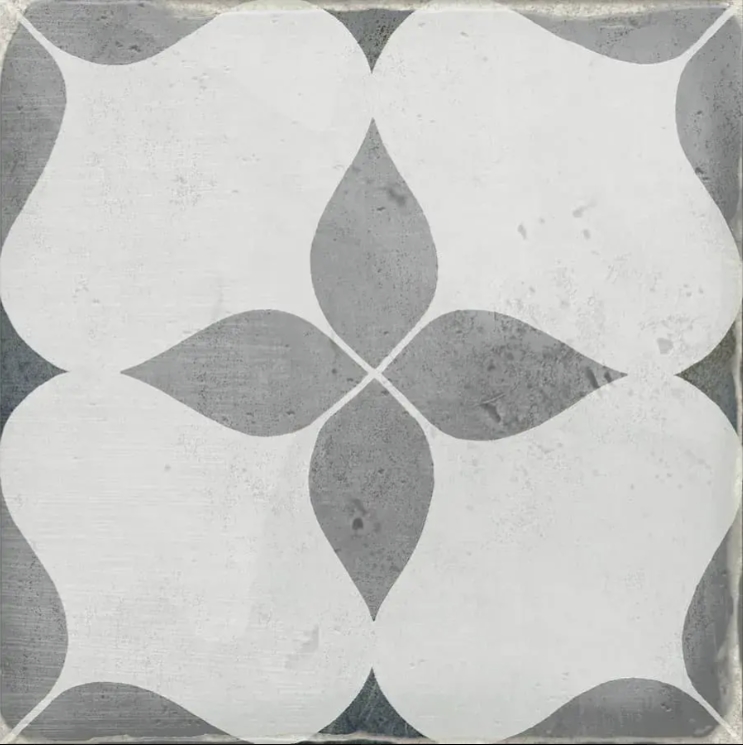 GREY FLOWER DESIGN ENCAUSTIC LOOK TILE