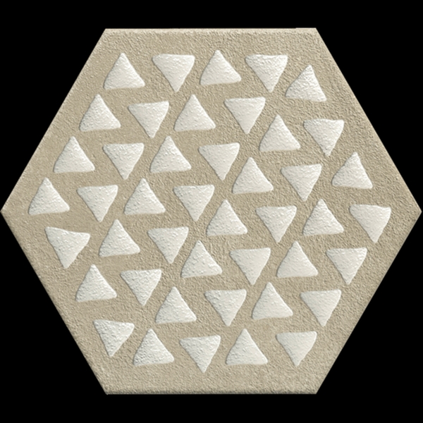 WHEAT BEIGE MATT PATTERNED 3D HEX PORCELAIN TILE