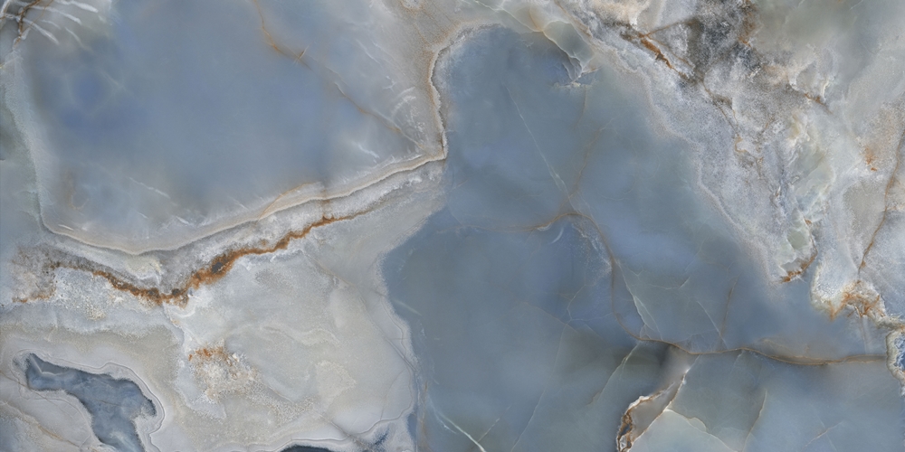 OCEAN BLUE POLISHED MARBLE LOOK PORCELAIN TILE