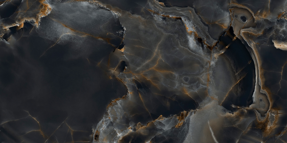 BLACK DIAMOND POLISHED MARBLE LOOK PORCELAIN TILE