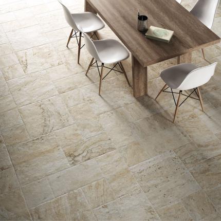 BEIGE TRAVERTINE MATT FRENCH PATTERN PORCELAIN TILE