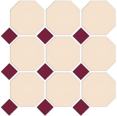 VANILLA-BURGUNDY OCTAGONAL AND DOT