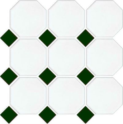 WHITE-GREEN OCTAGONAL AND DOT