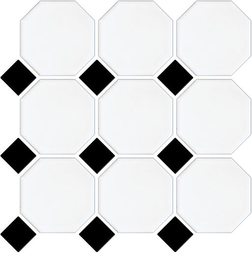 WHITE- BLACK OCTAGONAL AND DOT