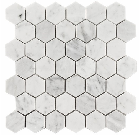 CARRARA HONED MARBLE HEXAGON MOSAIC