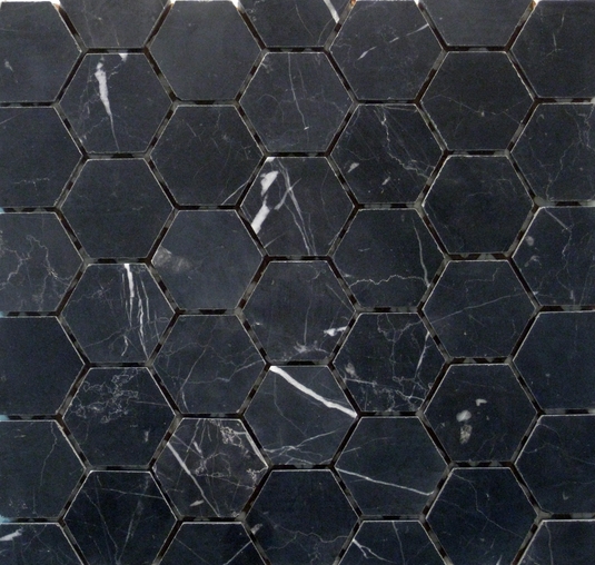 NERO-MARQUINA HEXAGONAL HONED MARBLE