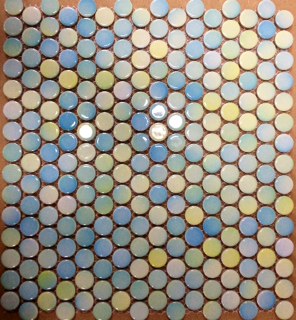 BLUE/GREEN MIX GLOSS PENNY ROUND MOSAIC