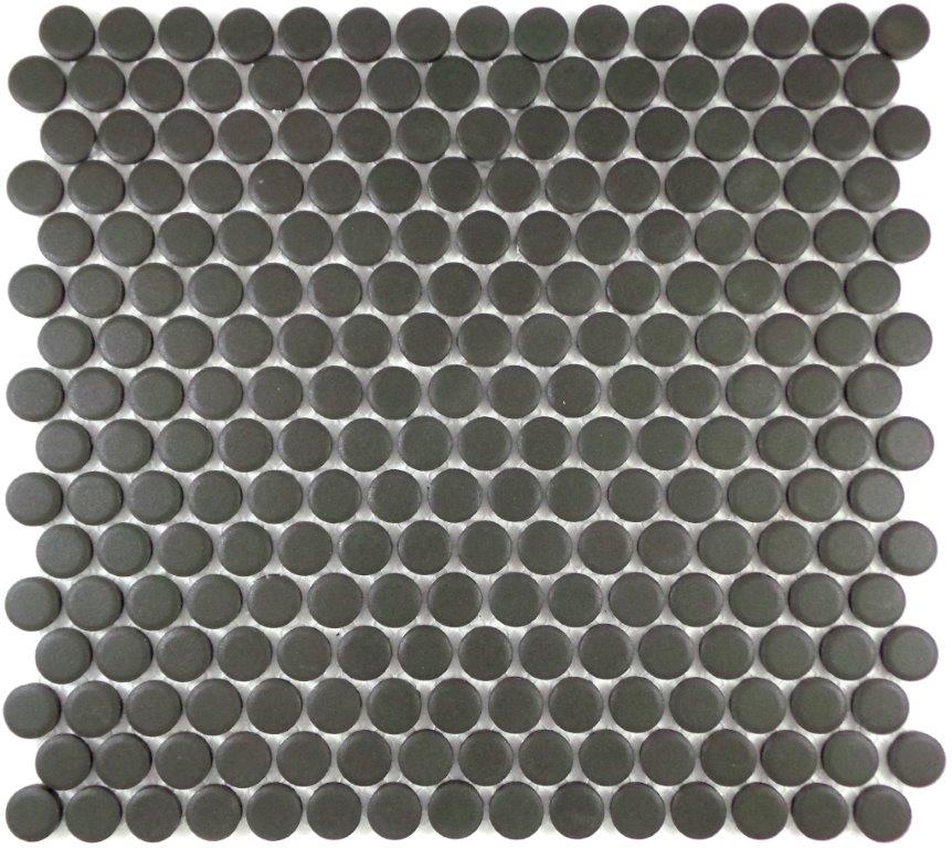 CHARCOAL VITRIFIED 19MM PENNY ROUND MOSAIC