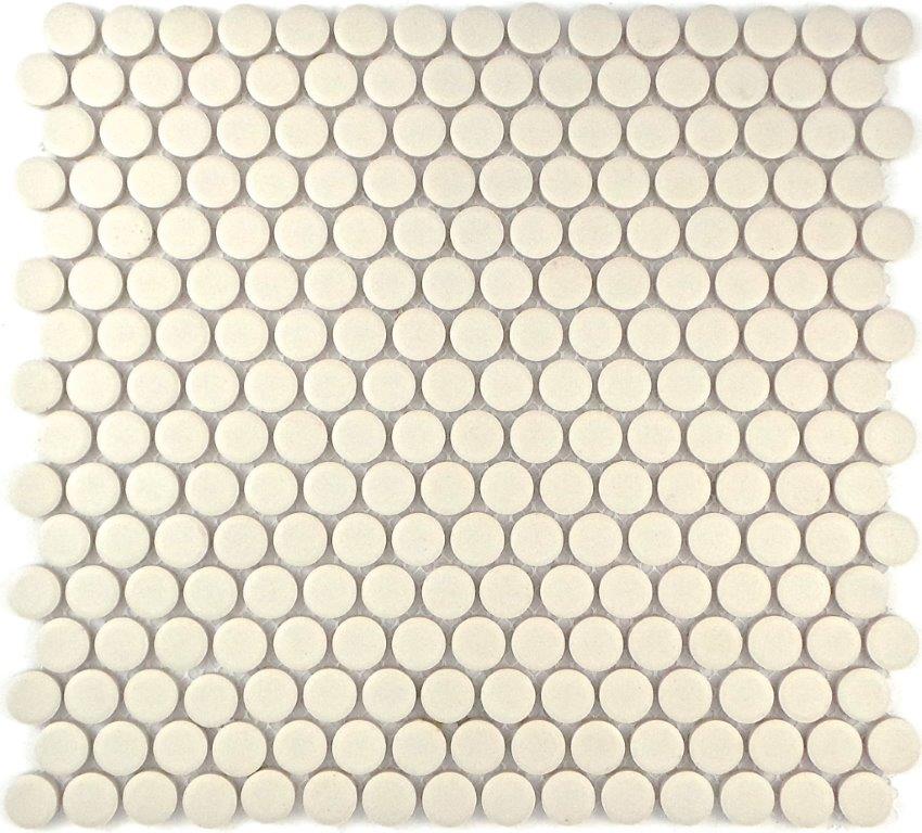 PARCHMENT VITRIFIED 19MM PENNY ROUND MOSAIC