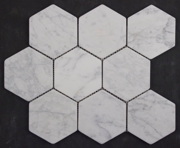 CARRARA TUMBLED MARBLE HEXAGON MOSAIC