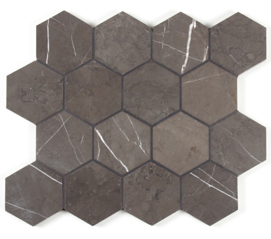 PIETRA GREY HONED HEX MARBLE