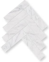 ICE CARRARA HONED MARBLE HERRINGBONE SOHO MOSAIC