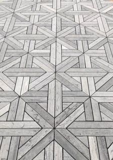 GREY MIX HONED PARQUET MARBLE MOSAIC TILE