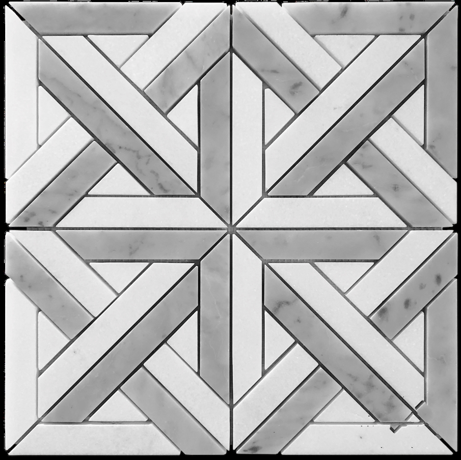 CARRARA MIX HONED PARQUET MARBLE MOSAIC TILE