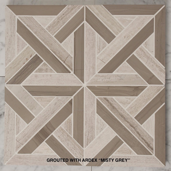 TAUPE MIX HONED PARQUET MARBLE MOSAIC TILE