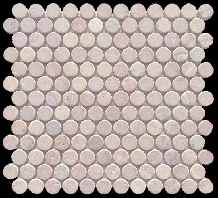 ROSA PINK TUMBLED MARBLE PENNY ROUND MOSAIC
